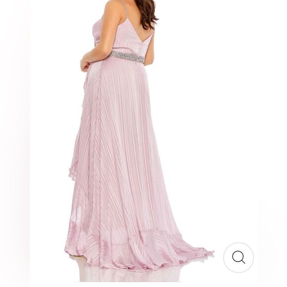Mac Duggal - Women’s Plus - Rhinestone Belt Faux Wrap Ruffle Tulip Hem Gown - Picture 2 of 11